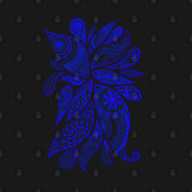 Abstract Zentangle Swirls Design (dark blue on black) by calenbundalas