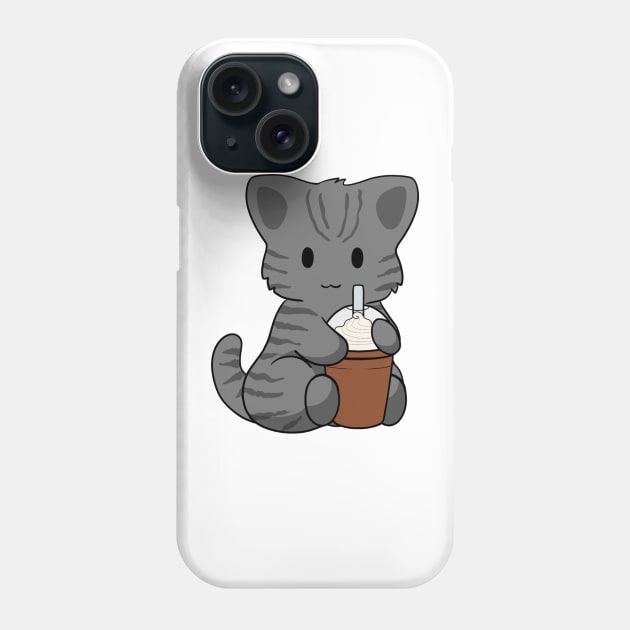 Black Stripped Cat Iced Coffee Phone Case by BiscuitSnack