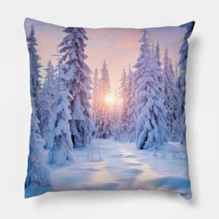 Winter Forest Serene Landscape Surreal Pillow