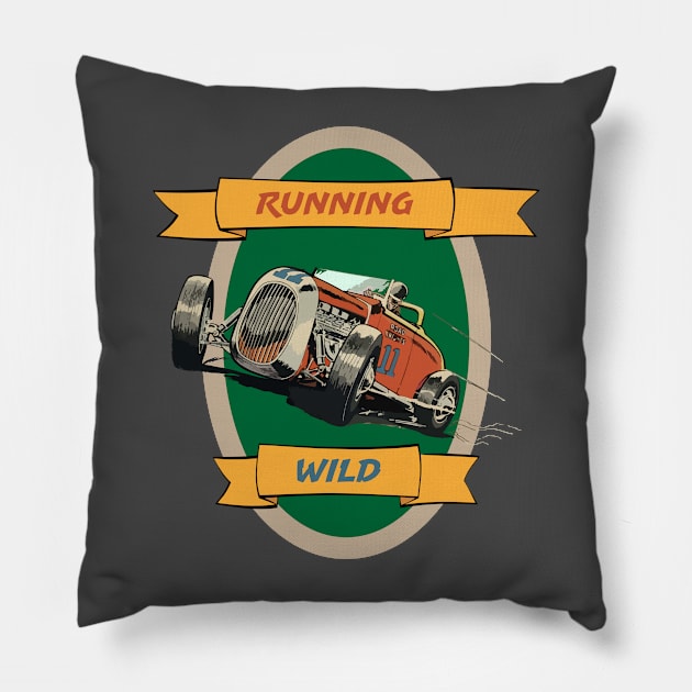 Running Wild in a Hot Rod Pillow by MultistorieDog