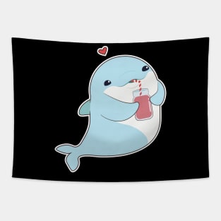 Dolphin with Drink & Heart Tapestry