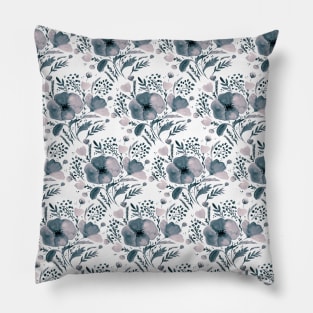 Watercolor poppies bouquet pattern  - neutral Pillow