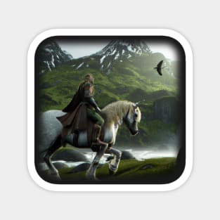 Horseman in a beautiful landscape Magnet