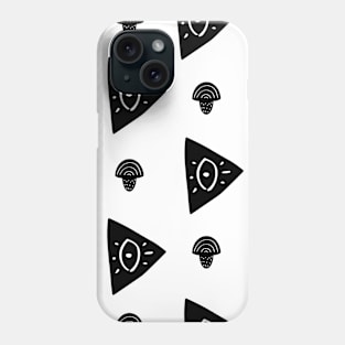 printmaking pattern black and white elements Phone Case