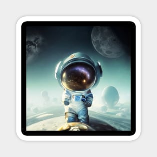 The Little Astronaut on a planet Magnet