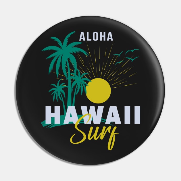 Aloha Hawaii Surf Sunset Pin by bougieFire