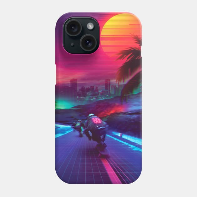 Synthwave Midnight Outrun Phone Case by dennybusyet