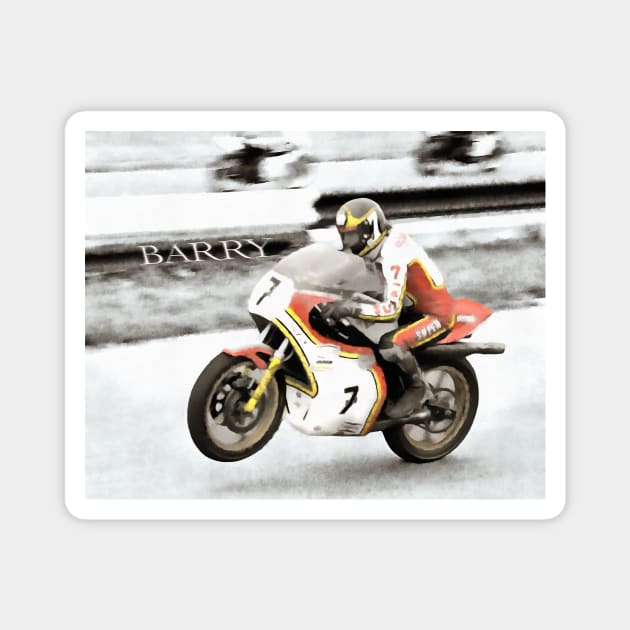 Barry Sheene, Moto GP Legend Motorbike Racer Champion Magnet by JonDelorme