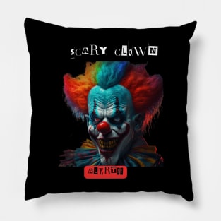 Scary Clown Alert t-shirts, clown t-shirts, t-shirts with clowns, unisex t-shirts, horror apparel, unique design, edgy fashion, clowns Pillow