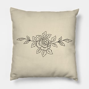 Rose tattoo Line art Design of Rose and Leaves Pillow