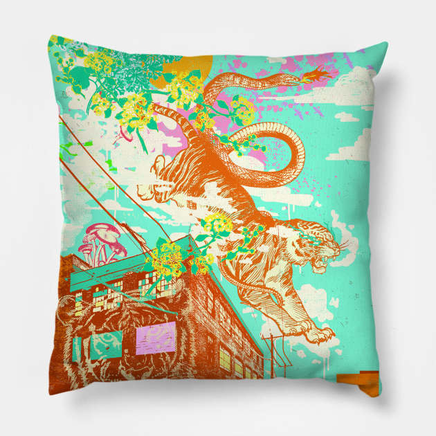 TIGER WAREHOUSE Pillow by Showdeer