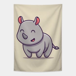 Cute Rhino Smiling Tapestry