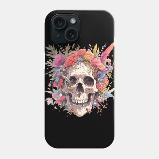 Bones And Botany Skull And Flowers Phone Case