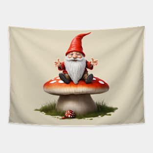 Gnome sitting on mushroom Tapestry