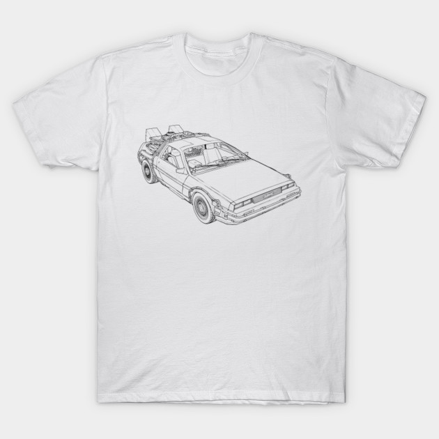 The Delorean Time Machine Line Art Black By Mattchuuk