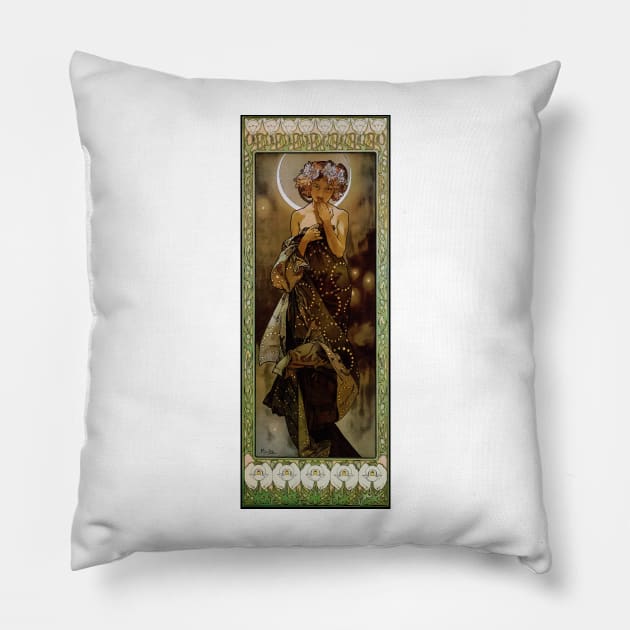 Clair De Lune by Alphonse Mucha Pillow by wildtribe