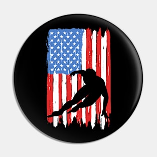 American Flag Speed Skating Graphic Pin