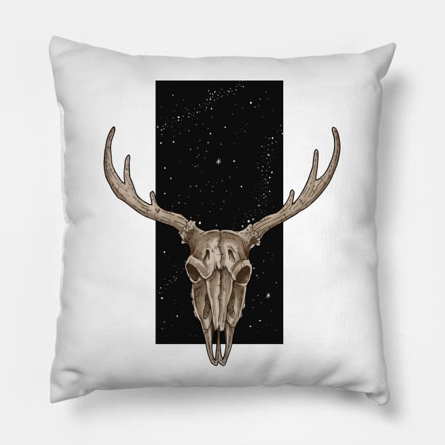 Deer skull Pillow by Dracuria