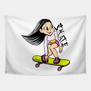 Stoked Skater Girl Tapestry