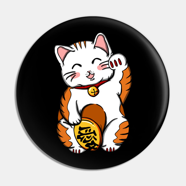 Maneki Neko Japanese Good Luck Cat Pin Teepublic
