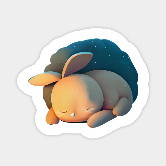 The sleeping bunny under the stars Magnet by lightsonfire