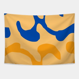 Abstract swirl gold and blue pattern Tapestry