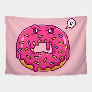 Cute Doughnut Monster Angry Cartoon Tapestry