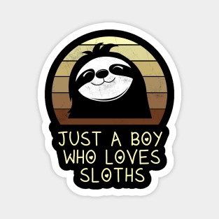 Boy Sloth Love Retro Magnet