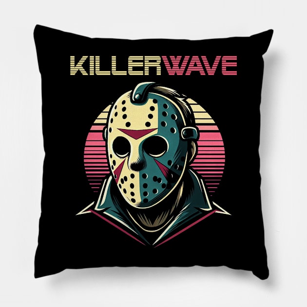 80's Summer Killer Wave Pillow by Games Artwork