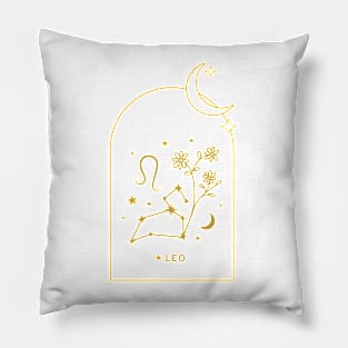 Leo Zodiac Constellation and Flowers - Astrology and Horoscope Pillow