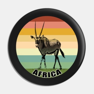 Oryx Antelope Full Figure on Vintage Retro Africa Sunset Pin