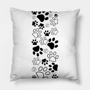 Black white paw prints border Pillow