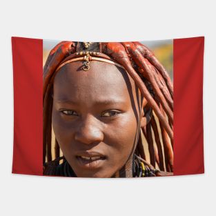 Namibia. Himba Tribe. Portrait of a Young Woman. Tapestry