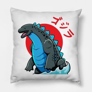 Cute Godzilla with blue flames Pillow
