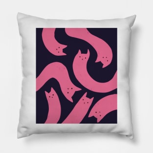 cat pattern aesthetic illustration pink purple black Pillow