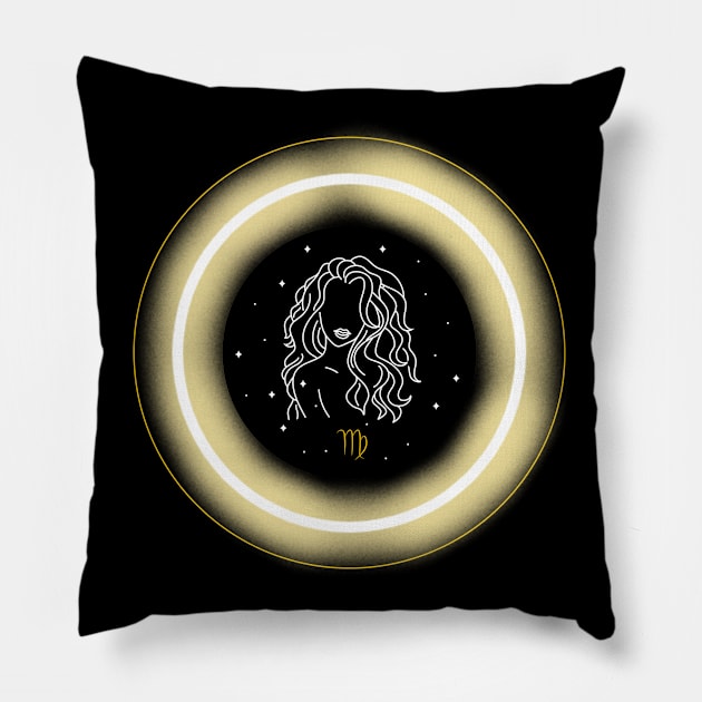 Neon Light Effect Virgo Pillow by MysticZodiac