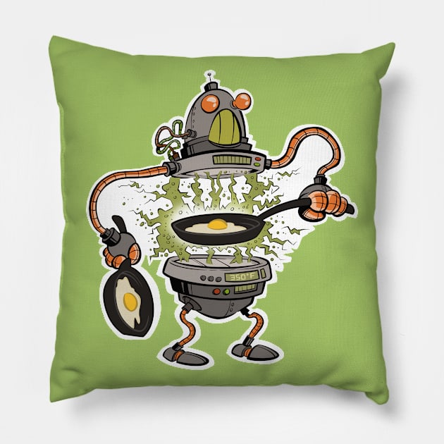 Fried Egg Bot Pillow by westinchurch