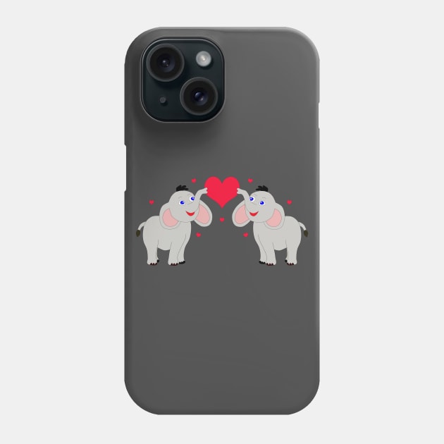 Cute elephants with hearts Phone Case by MarionsArt