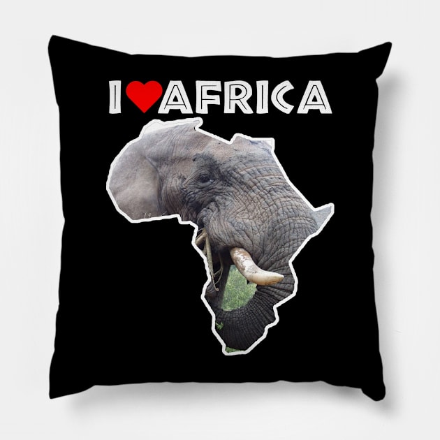 I Love Africa Bull Elephant Pillow by PathblazerStudios