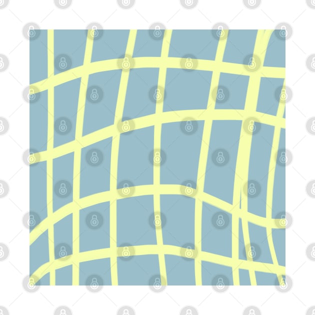 Yellow Crisscross Wavy Grid Design on a Greenish Blue Backdrop, made by EndlessEmporium by EndlessEmporium