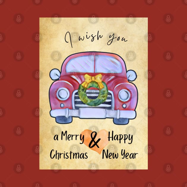 Christmas Car - wish greeting card by O.M design