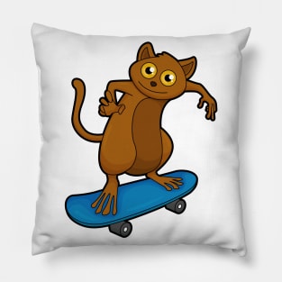 Tarsier as Skater with Skateboard Pillow