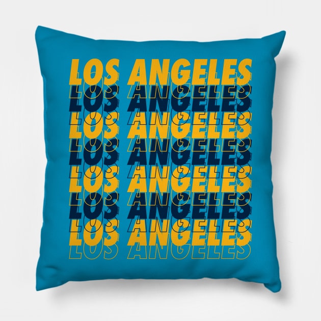 Los Angeles - Echo Graphic on Blue Pillow by downformytown