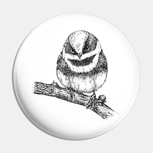 Red Headed Tit Bird Pin