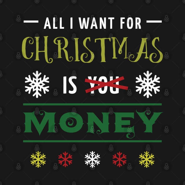 All I Want For Christmas Is Money Money Funny Christmas T-Shirt Sweater Hoodie Iphone Samsung Phone Case Coffee Mug Tablet Case Gift by giftideas