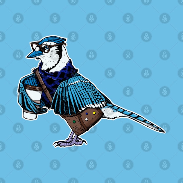 Hipster Blue Jay by deancoledesign
