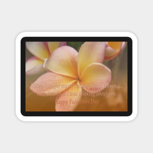 Thinking of you Frangipani Flower Valentines Card Magnet
