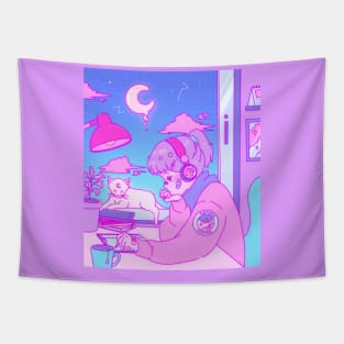 Aesthetic LO-FI Girl Tapestry