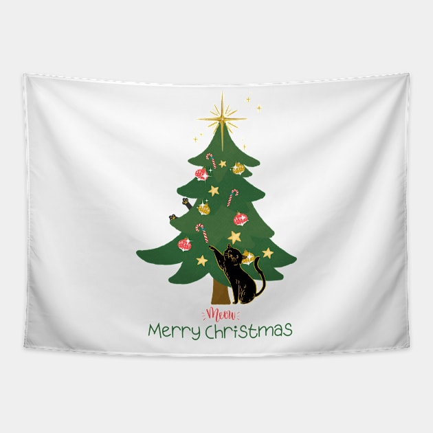 Meow Merry Christmas Tapestry by Kasza89