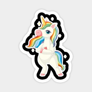 Cute Unicorn with rainbow unicorn cartoon Magnet